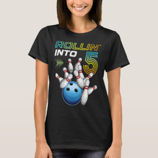 Rollin Into 5 Retro Bowling Birthday Party 5th Bir T-Shirt