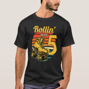 Rollin' Into 5 Retro Roller 5th Birthday Party Ska T-Shirt