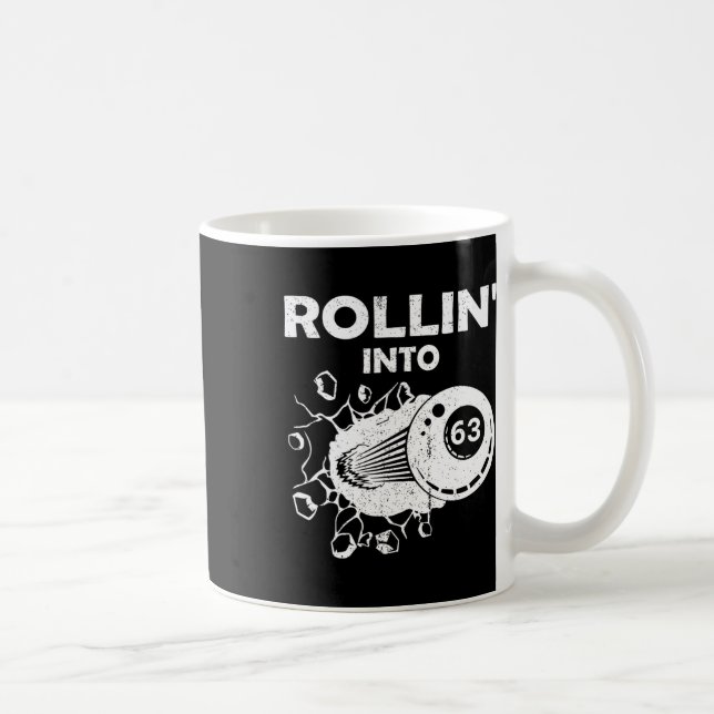Rollin Into 63 Billiards 63rd Birthday Flaming Bil Coffee Mug (Right)