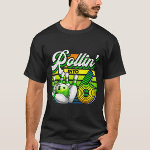 Rollin' Into 6 Retro Bowling Ball 6th Birthday Par T-Shirt