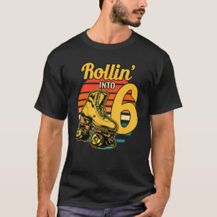 Rollin' Into 6 Retro Roller 6th Birthday Party Ska T-Shirt