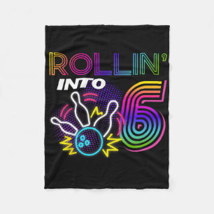 Rollin Into 6 Year Old Birthday Bowling Party 6th  Fleece Blanket