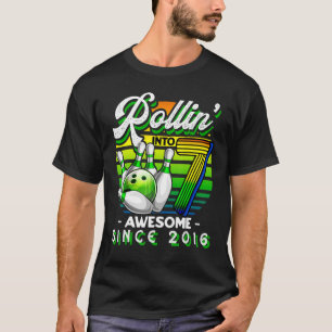 Rollin' into 7 Awesome 2016 Retro Bowling 7th Birt T-Shirt