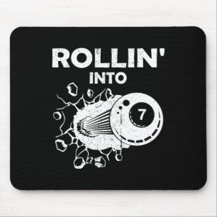 Rollin Into 7 Billiards 7th Birthday Flaming Billi Mouse Pad