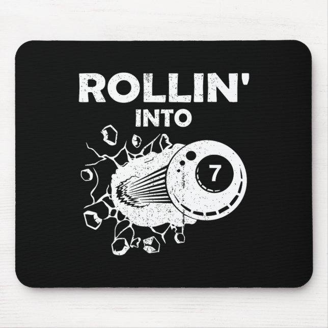 Rollin Into 7 Billiards 7th Birthday Flaming Billi Mouse Pad (Front)