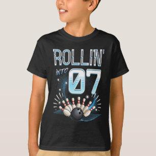 Rollin' Into 7 Bowling Birthday 7th Bowler Bday Pa T-Shirt