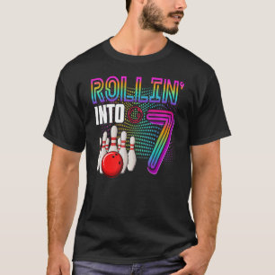 Rollin Into 7 Years Old Bowling Birthday Girl 7th  T-Shirt