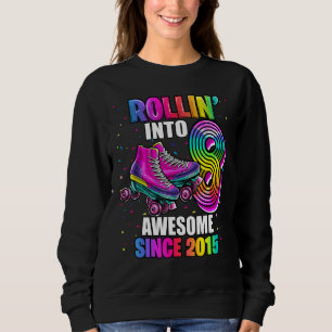 Rollin into 8 Awesome 2015 Roller Skating 8th Birt Sweatshirt