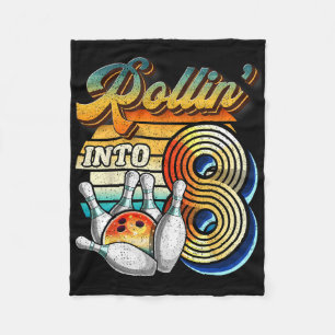 Rollin Into 8 Bowling Birthday Party 8th Birthday Fleece Blanket
