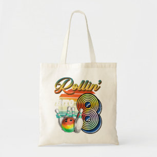 Rollin into 8 Bowling Birthday Party 8th Birthday  Tote Bag