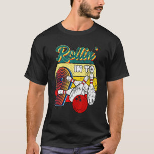 Rollin Into 9 Bowling Birthday Party 9th Birthday T-Shirt