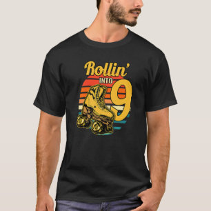 Rollin' Into 9 Retro Roller 9th Birthday Party Ska T-Shirt