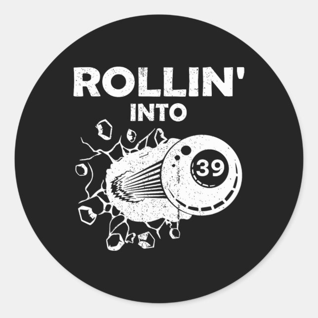 Rollin Into &#  Billiards &# th Birthday Flaming Classic Round Sticker (Front)