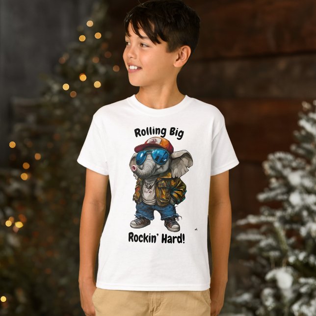 Rolling Big, Rockin’ Hard - Cool Elephant Design T-Shirt (Creator Uploaded)