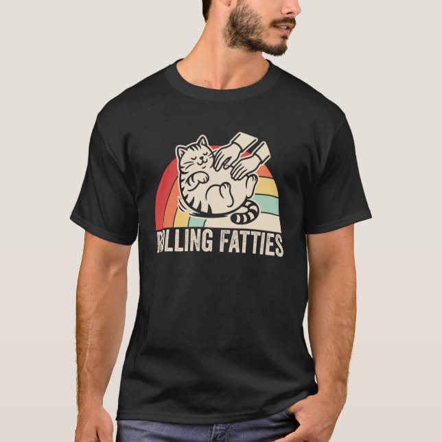Rolling Fatties Cat Humour Retro Style T-Shirt (Front)