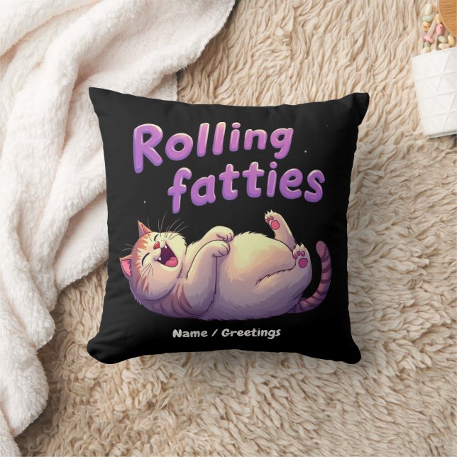 Rolling Fatties Cat Meme Funny & Cute Chonk Cats Cushion (Blanket)