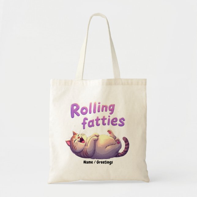 Rolling Fatties Cat Meme Funny & Cute Chonk Cats Tote Bag (Front)