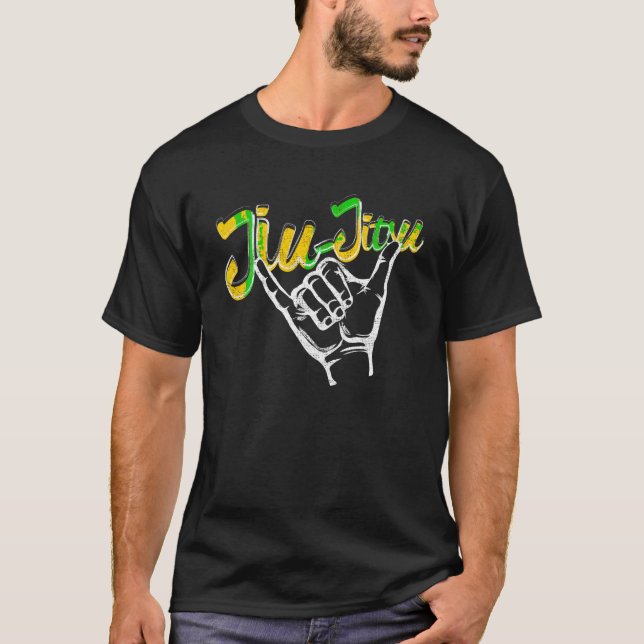 Rolling Hands Jiu Jitsu Shirt for BJJ Gift Yellow (Front)