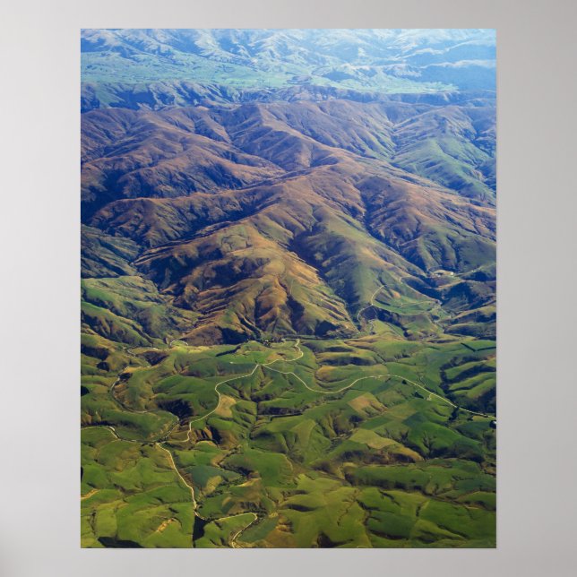 Rolling hills in Southland Region of New Zealand Poster (Front)