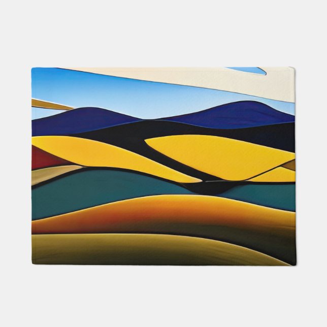 Rolling Hills of California Minimalist Landscape Doormat (Front)