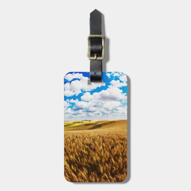 Rolling hills of ripe wheat luggage tag (Front Vertical)