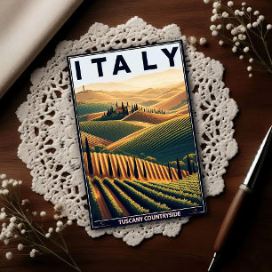 Rolling Hills of Tuscany – Vintage Travel  Postcard