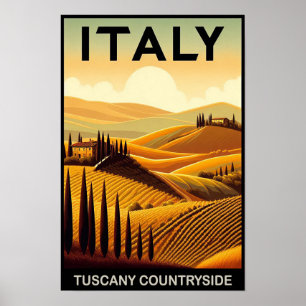 Rolling Hills of Tuscany – Vintage Travel  Poster