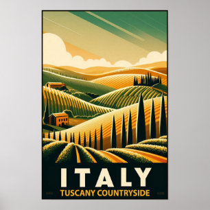 Rolling Hills of Tuscany – Vintage Travel  Poster