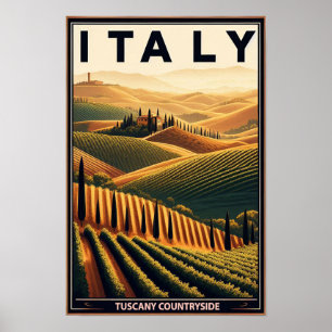 Rolling Hills of Tuscany – Vintage Travel Poster