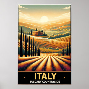 Rolling Hills of Tuscany – Vintage Travel Poster