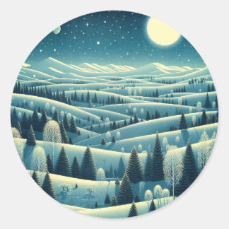 Rolling Hills of Winter Classic Round Sticker