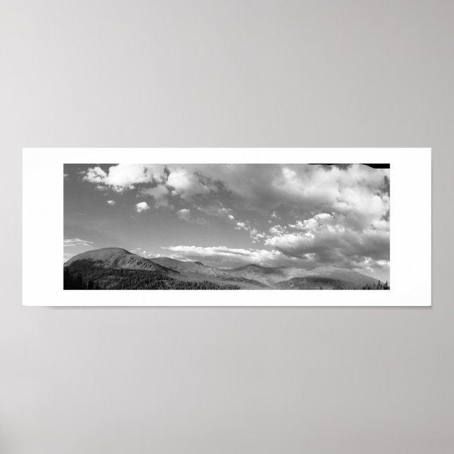 Rolling Hills Panoramic Black and White Photo Poster (Front)
