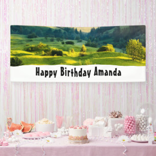 Rolling Hills Scenic Nature Photo Birthday Banner
