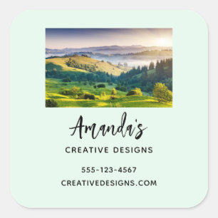 Rolling Hills Scenic Nature Photo Business Square Sticker