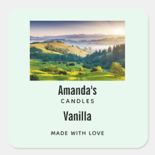 Rolling Hills Scenic Nature Photo Candle Business Square Sticker