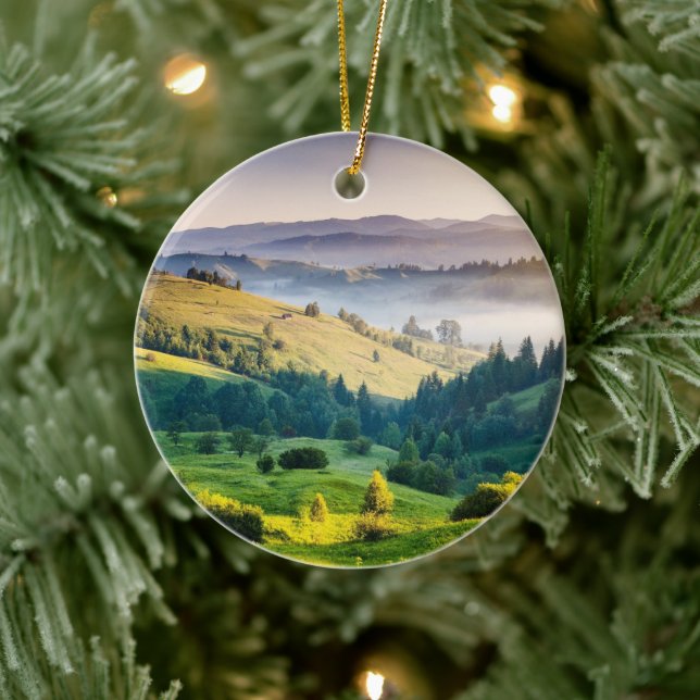 Rolling Hills Scenic Nature Photo Ceramic Tree Decoration (Tree)