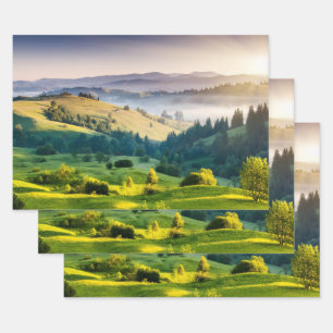 Rolling Hills Scenic Nature Photo Wrapping Paper Sheet
