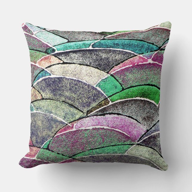 Rolling Hills Watercolor Abstract Art Throw Pillow (Front)