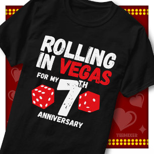 Rolling In Vegas 7th Anniversary Funny Couple T-Shirt
