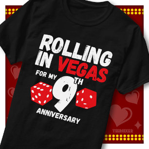Rolling In Vegas 9th Anniversary Funny Couple T-Shirt