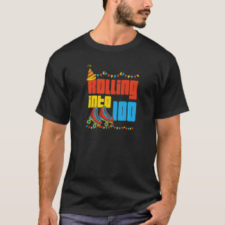 Rolling Into 100 Roller Skate 100th Birthday Party T-Shirt