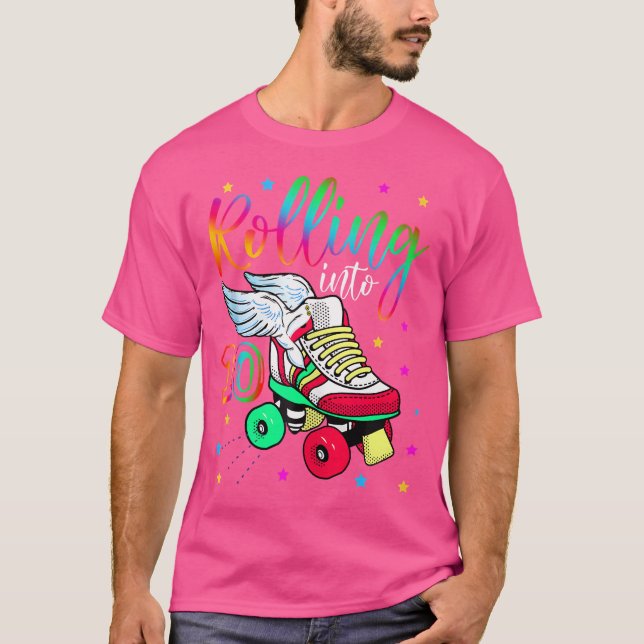 Rolling Into 10 Cool 10Th Birthday Roller Skating  T-Shirt (Front)