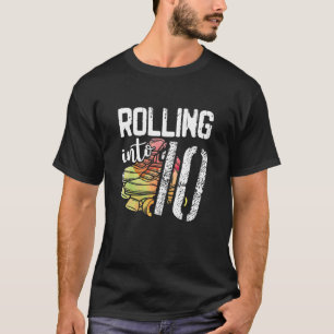 Rolling Into 10 Roller Girl Skating Skate 10Th Bir T-Shirt