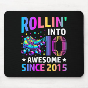 Rolling Into 10 Years Old Skates 10th Birthday Gif Mouse Pad