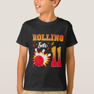 Rolling Into 11 Bowling Birthday Party 11 Year Old T-Shirt