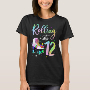 Rolling Into 12 Years Old Birthday Cute Skating Gi T-Shirt