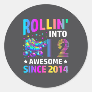 Rolling Into 12 Years Old Skates 12th Birthday Gir Classic Round Sticker