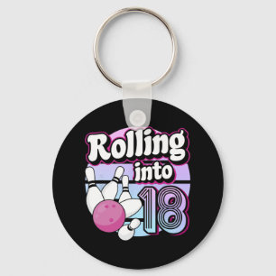 Rolling Into 18 Bowling 18th Birthday  Key Ring