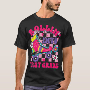 Rolling Into 1St Grade Groovy Back To School Kids  T-Shirt