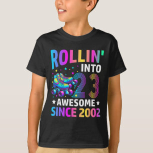 Rolling Into 23 Years Old Skates 23rd Birthday Gif T-Shirt